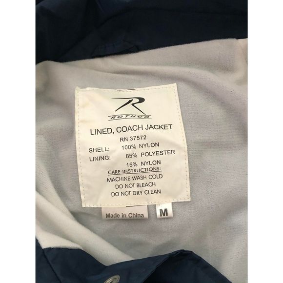 Rothco Line, Coach Jacket VEGAN FOR LIFE Size Medium MD - Picture 4 of 4